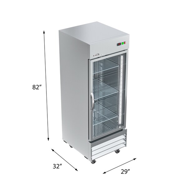 Koolmore Stainless-Steel Upright Freezer w/Reach-In Self-Close Glass Door, 3 Storage Shelves - RIF-1D-GD