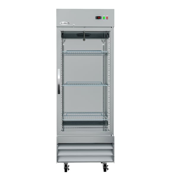 Koolmore Stainless-Steel Upright Freezer w/Reach-In Self-Close Glass Door, 3 Storage Shelves - RIF-1D-GD