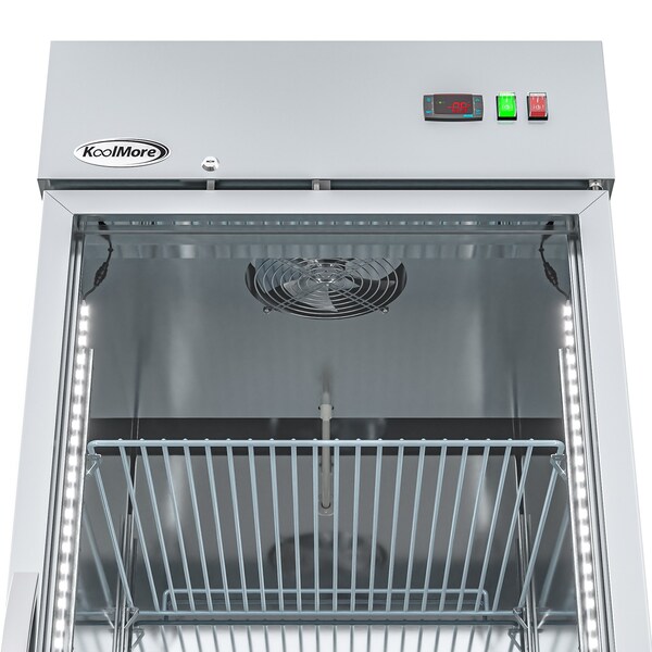 Koolmore Stainless-Steel Upright Freezer w/Reach-In Self-Close Glass Door, 3 Storage Shelves - RIF-1D-GD