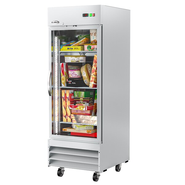 Koolmore Stainless-Steel Upright Freezer w/Reach-In Self-Close Glass Door, 3 Storage Shelves - RIF-1D-GD
