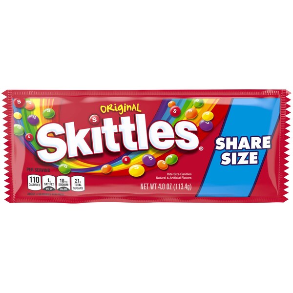 Skittles Skittles Tear N Share Original Candy 4 oz., PK144 - 108297 

Skittles Skittles Tear N Share Original Candy 4 oz., PK144 - 108297