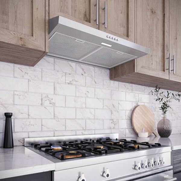 Streamline 30 in. Bergamo Ductless Undermount 80 CFM Range Hood in Brushed Stainless Steel - T-3205-1-DL