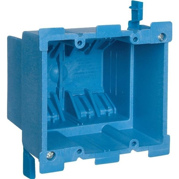 Carlon Outlet Box, 2 -Gang, PVC, Blue, Clamp Mounting - BH234R