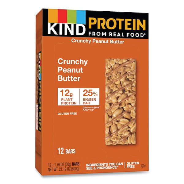 Barritas de proteína Kind, mantequilla de cacahuate crujiente, 1.76 oz, paquete de 12 - 26026