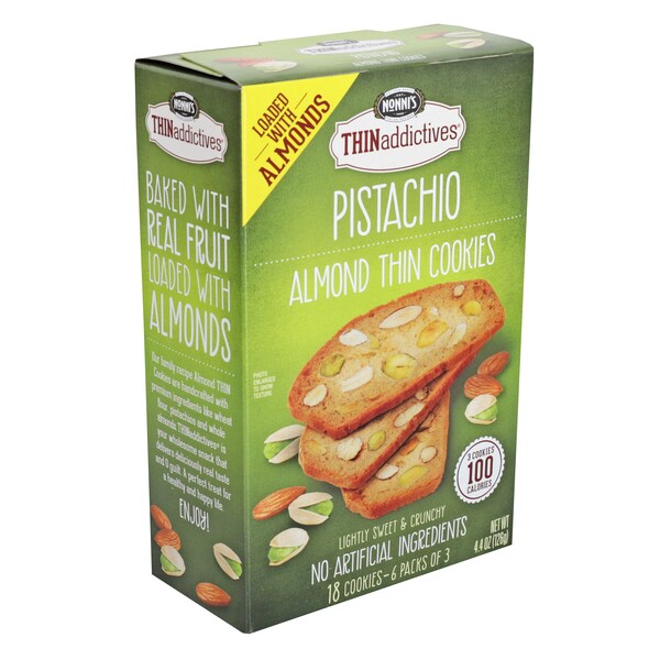 Thinaddictives Delgados Adictivos Pistacho Almendra 4.4 oz., Paquete de 36 - 400197234