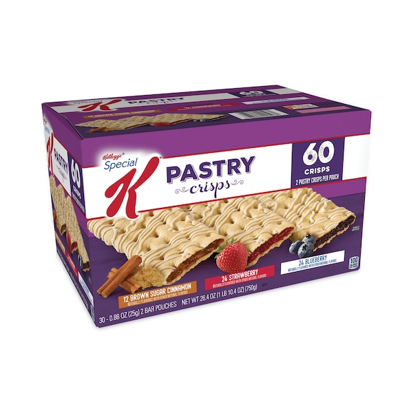 Kellogg's Special K Pastel Crujiente, Arándano, Azúcar Morena Canela y Fresa, 0.88 oz, paquete de 30, 30 paquetes - 3800022083