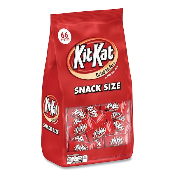 Kit Kat Tamaño de Bocadillo, Obleas Crujientes en Chocolate con Leche, Bolsa de 32.34 onzas - 22444