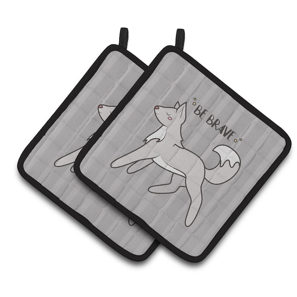 Carolines Treasures Nursery Be Brave Wolf Pair of Pot Holders - BB7472PTHD