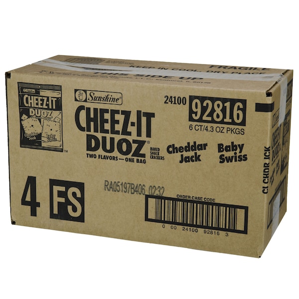 Cheez-It Cheez-It Du oz. Galleta de Queso Cheddar y Baby Swiss 4.3 oz., Paquete de 6 - 2410092816