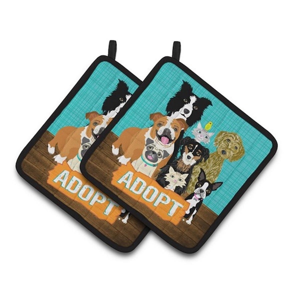 Carolines Treasures Adopt Pets Adoption Pair of Pot Holders, 7.5 x 3 x 7.5 in. - VHA3007PTHD