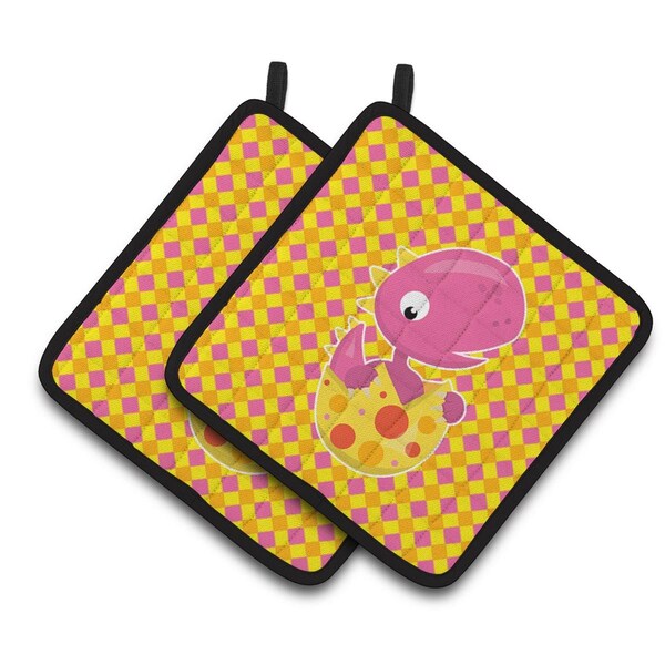 Carolines Treasures Baby T-Rex Dinosaur Hatching Pair of Pot Holders - BB6892PTHD