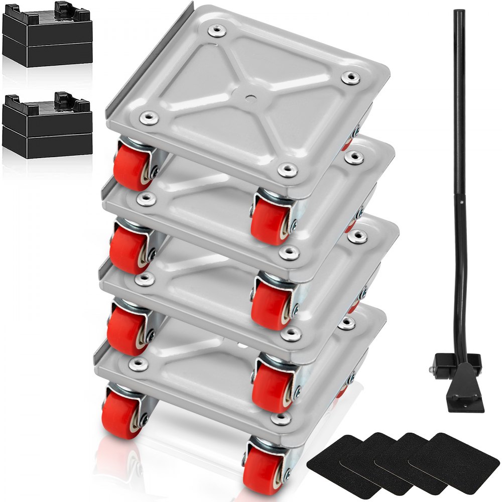 VEVOR Furniture Dolly, Furniture Moving Dollies with 360° PP Swivel Wheels & Carbon Steel Panel, 250 Lbs Capacity Furniture Lift Mover Tool Set for Moving Heavy Furniture Refrigerator Sofa - JYXTKH4250LBSYT6QV0