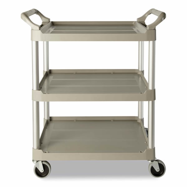 Rubbermaid Commercial Economy Plastic Cart, Three-Shelf, 18.63w x 33.63d x 37.75h, Platinum - FG342488PLAT