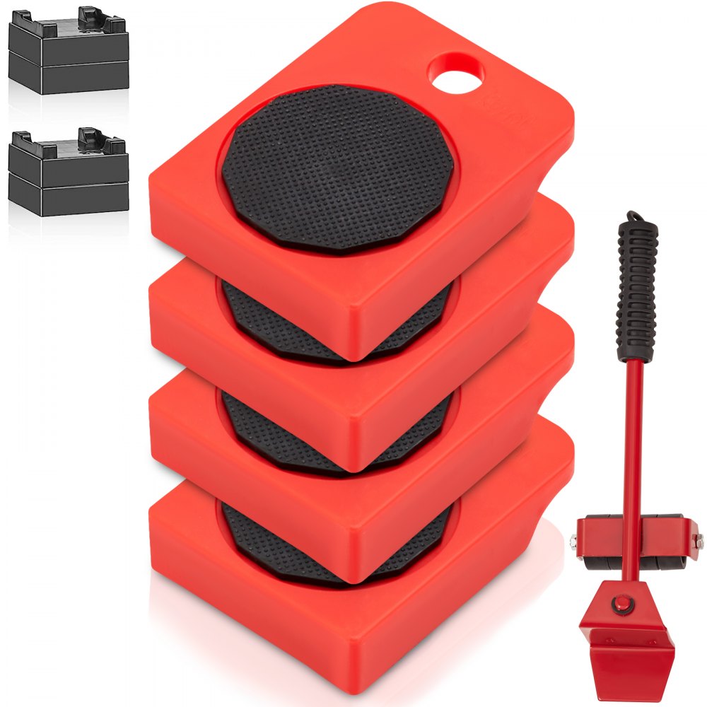 VEVOR Furniture Dolly, 4 Pack Plastic Furniture Mover Sliders with 4 PP Wheels & 360° Rotation Non-Slip Cap, 250Lbs Capacity Furniture Lift Mover Tool Set for Moving Heavy Furniture Refrigerator Sofa - JYXTKH4250LBSSPA7V0