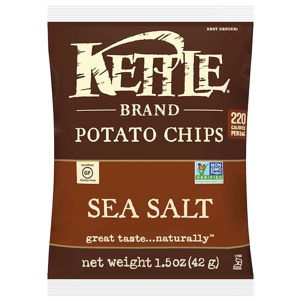 Papas fritas de papa con sal marina Kettle Foods 1.5 oz., paquete de 24 - 803077.