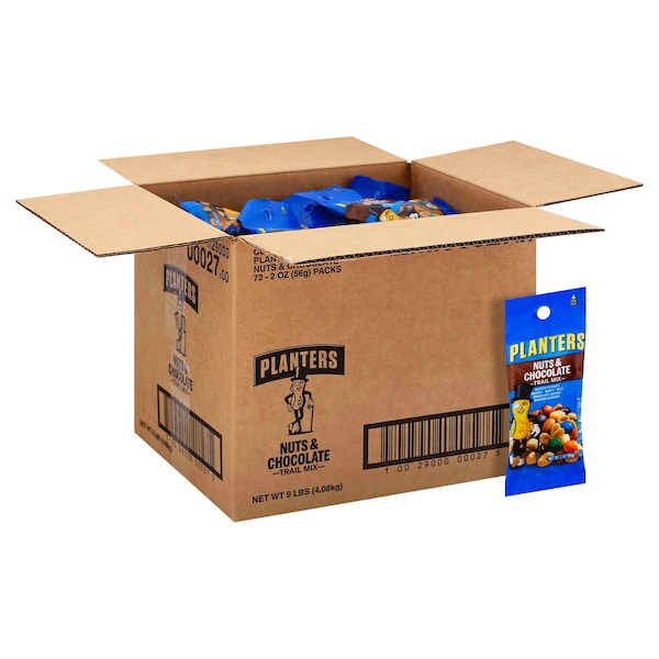 Mezcla de frutos secos y chocolate Planters Planters Snack Nut Chocolate Trail Mix, bolsa de 2 oz, paquete de 72 - 10029000000275