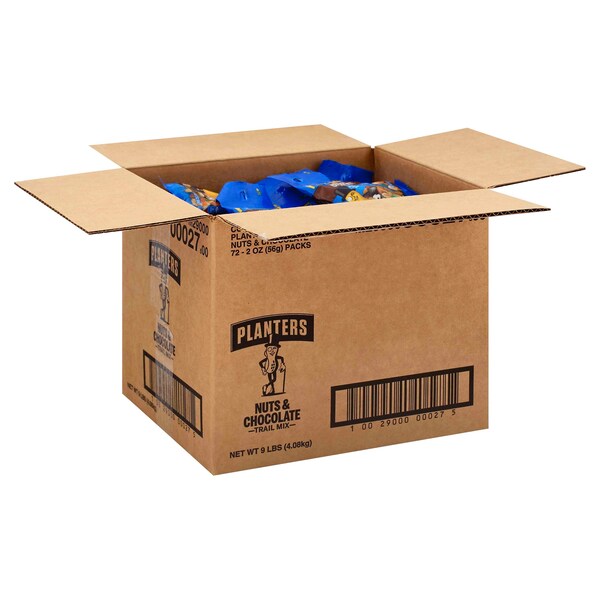 Mezcla de frutos secos y chocolate Planters Planters Snack Nut Chocolate Trail Mix, bolsa de 2 oz, paquete de 72 - 10029000000275