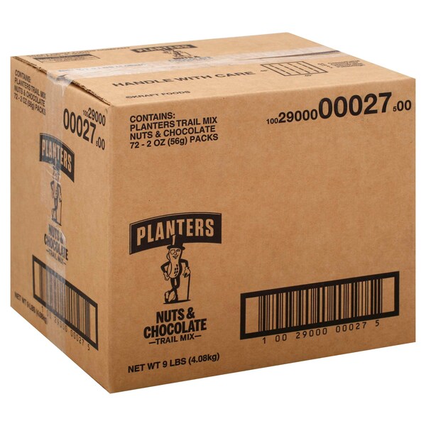 Mezcla de frutos secos y chocolate Planters Planters Snack Nut Chocolate Trail Mix, bolsa de 2 oz, paquete de 72 - 10029000000275