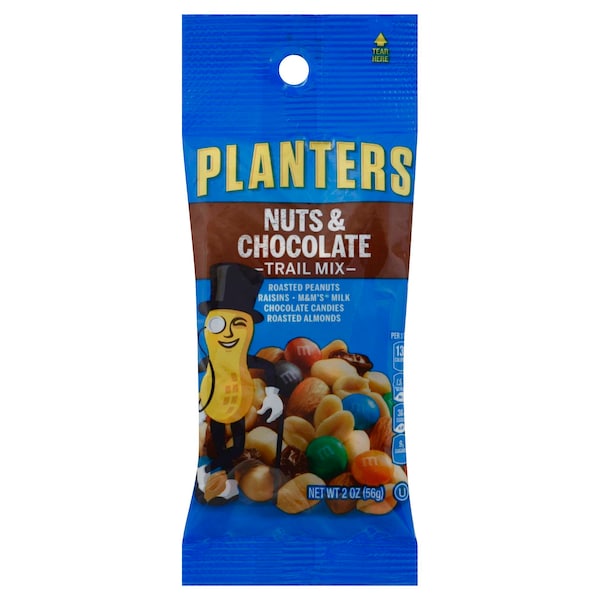 Mezcla de frutos secos y chocolate Planters Planters Snack Nut Chocolate Trail Mix, bolsa de 2 oz, paquete de 72 - 10029000000275