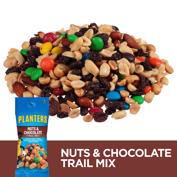 Mezcla de frutos secos y chocolate Planters Planters Snack Nut Chocolate Trail Mix, bolsa de 2 oz, paquete de 72 - 10029000000275