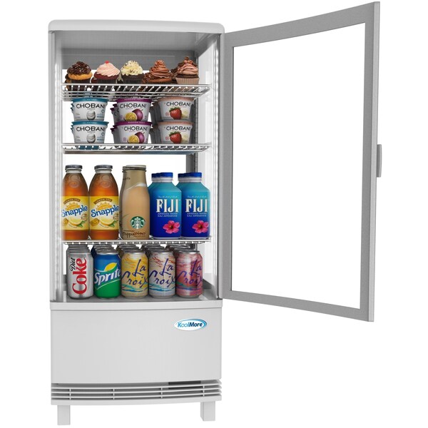 Koolmore Countertop Display Refrigerator - Commercial Beverage Cooler with LED lighting - 3 cu. ft Capacity - CDCU-3C-WH