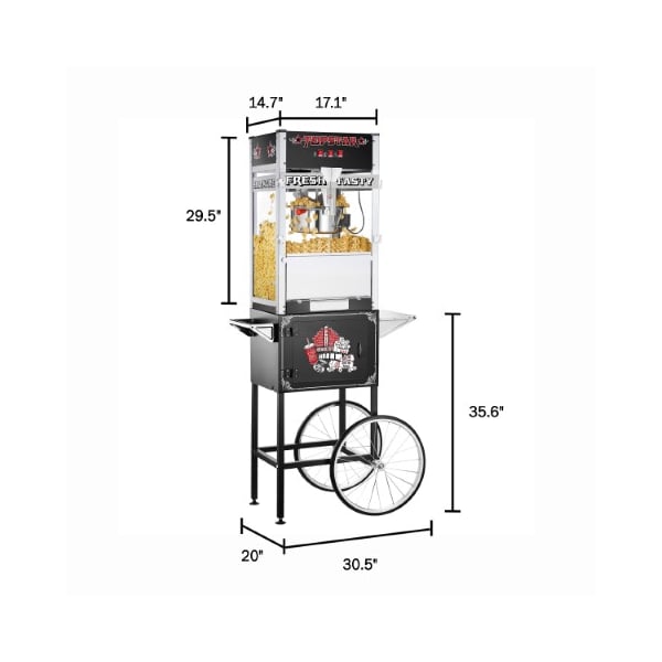 Great Northern Popcorn Great Northern Popcorn 12-ounce Top Star Popcorn Machine, Electric Countertop Maker and Cart, Black - 566459DAE
