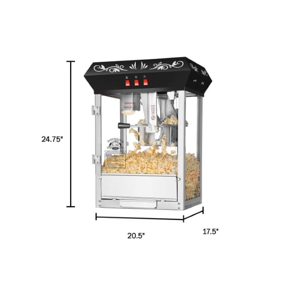 Superior Popcorn Co Countertop Popcorn Machine Antique Style Popper, 8-ounce Kettle, Drawer, Tray, Scoop (Black) - 886085JVP