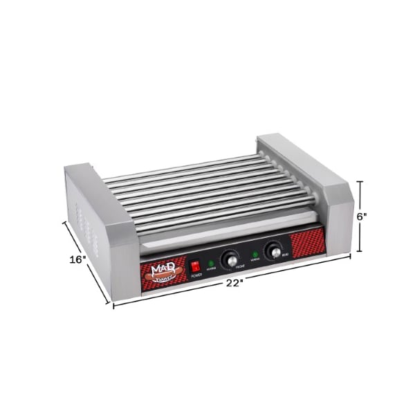 Great Northern Popcorn 24 Hot Dog Roller Machine, 9 Rollers, Sausage Grill, Electric Countertop, Drip Tray, Dual Zones - 223242HZJ