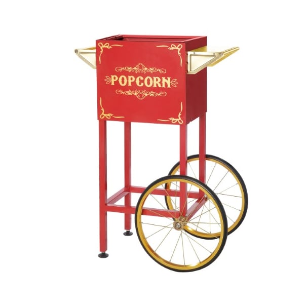 Great Northern Popcorn Popcorn Machine Cart, Replacement for 4-8 Ounce Poppers, 2 Shelves, Push Handle, Bicycle Wheels, Red - 466345LPV