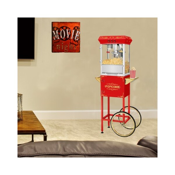Superior Popcorn Co Superior Popcorn 8oz Popper Machine and Cart, Red - 704848RAB