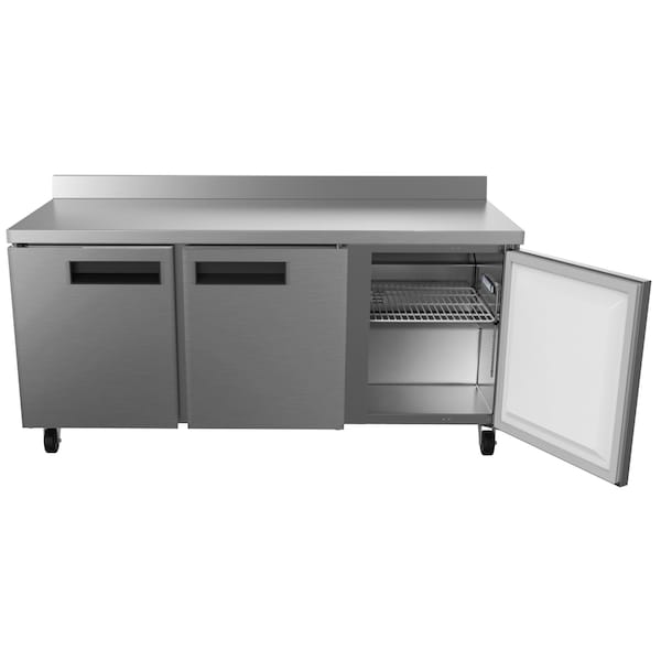 Koolmore 72" Stainless Steel 3 Door Worktop Commercial Refrigerator with 3 1/2 Backsplash - RWT-3D-16C