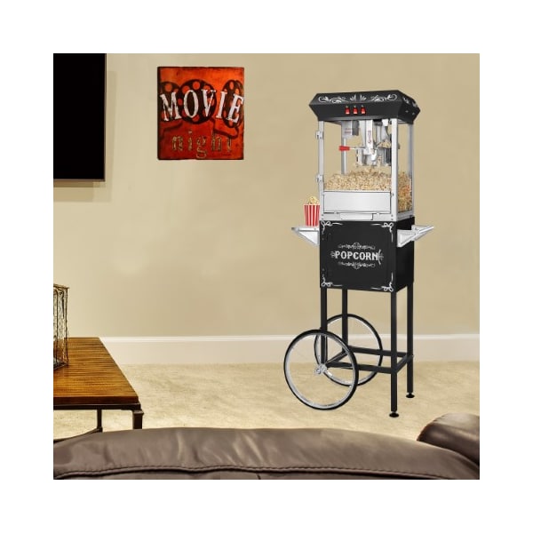 Great Northern Popcorn 8 Ounce Classic Popcorn Machine- Electric Countertop Popcorn Maker and Cart (Black) - 291751DZJ