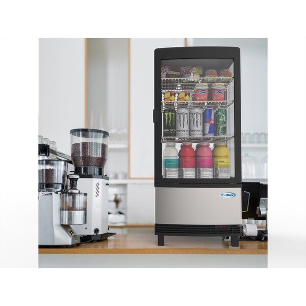 Koolmore Countertop Refrigerator Display Case Commercial Beverage Cooler with LED lighting - CDCU-3C-SS