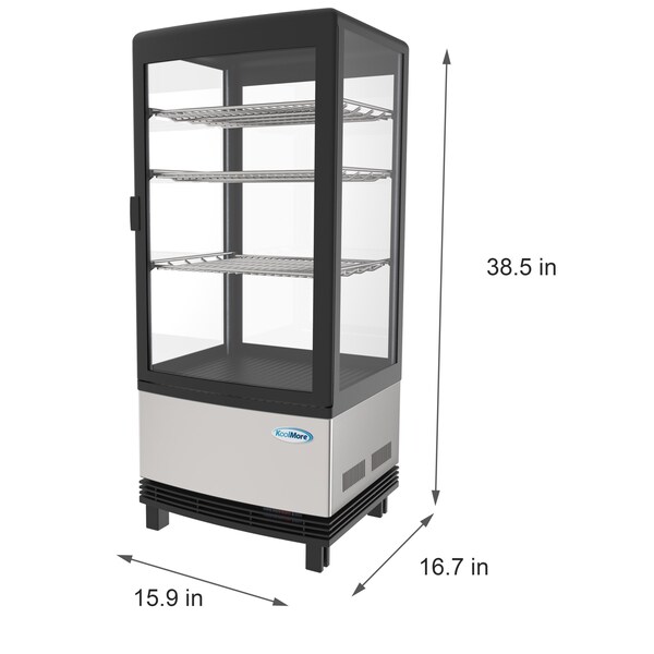 Koolmore Countertop Refrigerator Display Case Commercial Beverage Cooler with LED lighting - CDCU-3C-SS