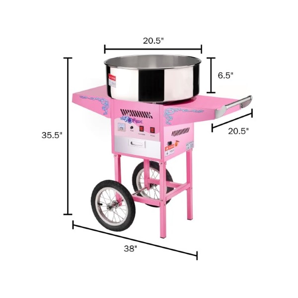 Great Northern Popcorn Cotton Candy Machine and Cart, Vortex Floss Maker, Stainless Steel Pan, Storage Drawer for Parties - 927538ZFV
