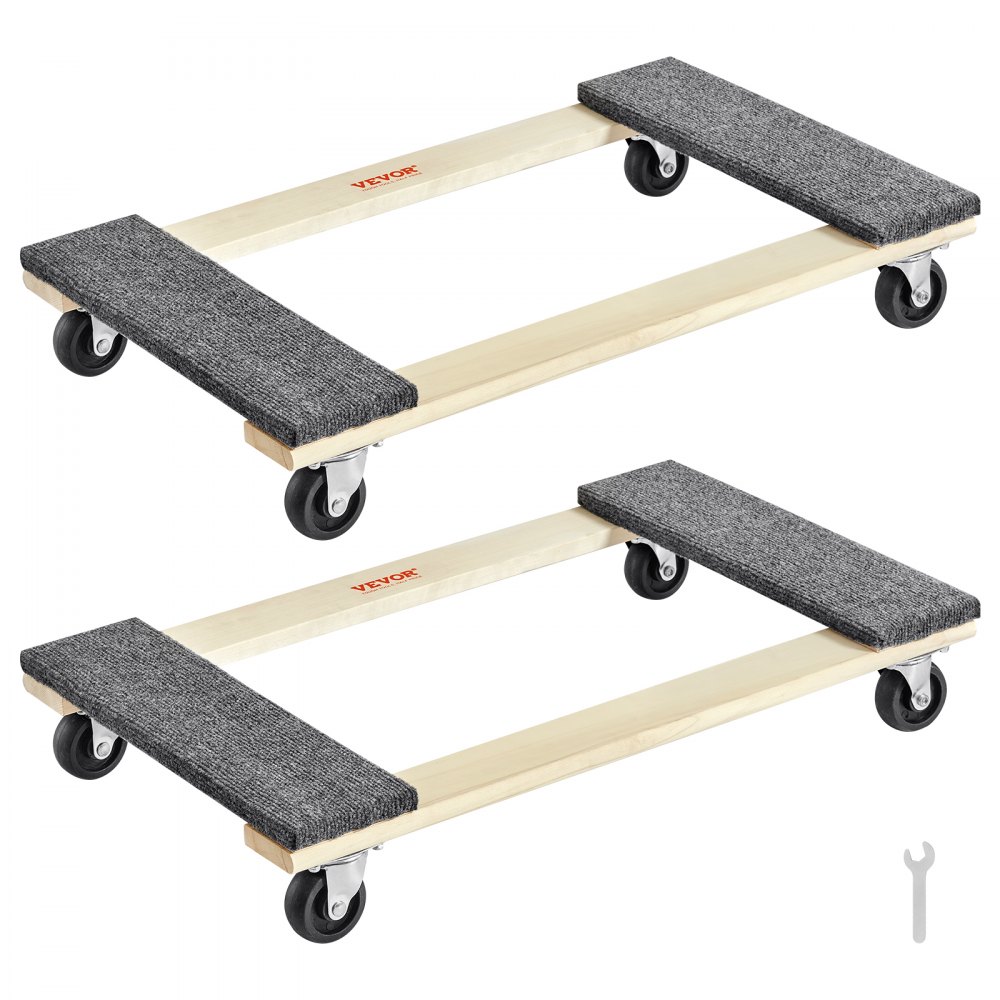 VEVOR Furniture Dolly, 1000 lbs Each Load Capacity, 2 Packs, 18" x 30", 8 x 3" PP Swivel Casters, Heavy Duty Hardwood Furniture Moving Dolly, Mover's Dolly, Moving Cart with Wheels for Heavy Furniture - WGC1830INCHMZV40OV0