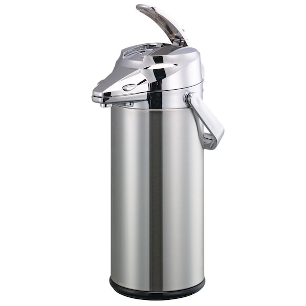 Service Ideas Airpot with Lever Lid, 2.5 Liter, Stainless vacuum insulated, Chrome - ENALS22SCH