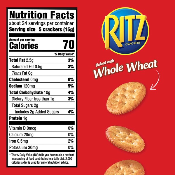 Galletas integrales de trigo entero Ritz Nabisco de 12.9 oz., paquete de 12 - 03133