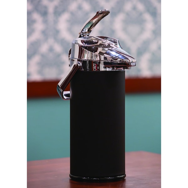 Service Ideas Airpot with Lever Lid, 2.5 Liter, Stainless vacuum insulated. Black - ENALS22SCHBL