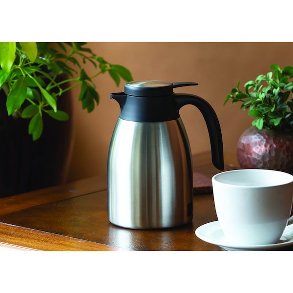 Service Ideas Flow Control Carafe, Vacuum Insulated, 1.2L, Stainless Steel - FCC12SS