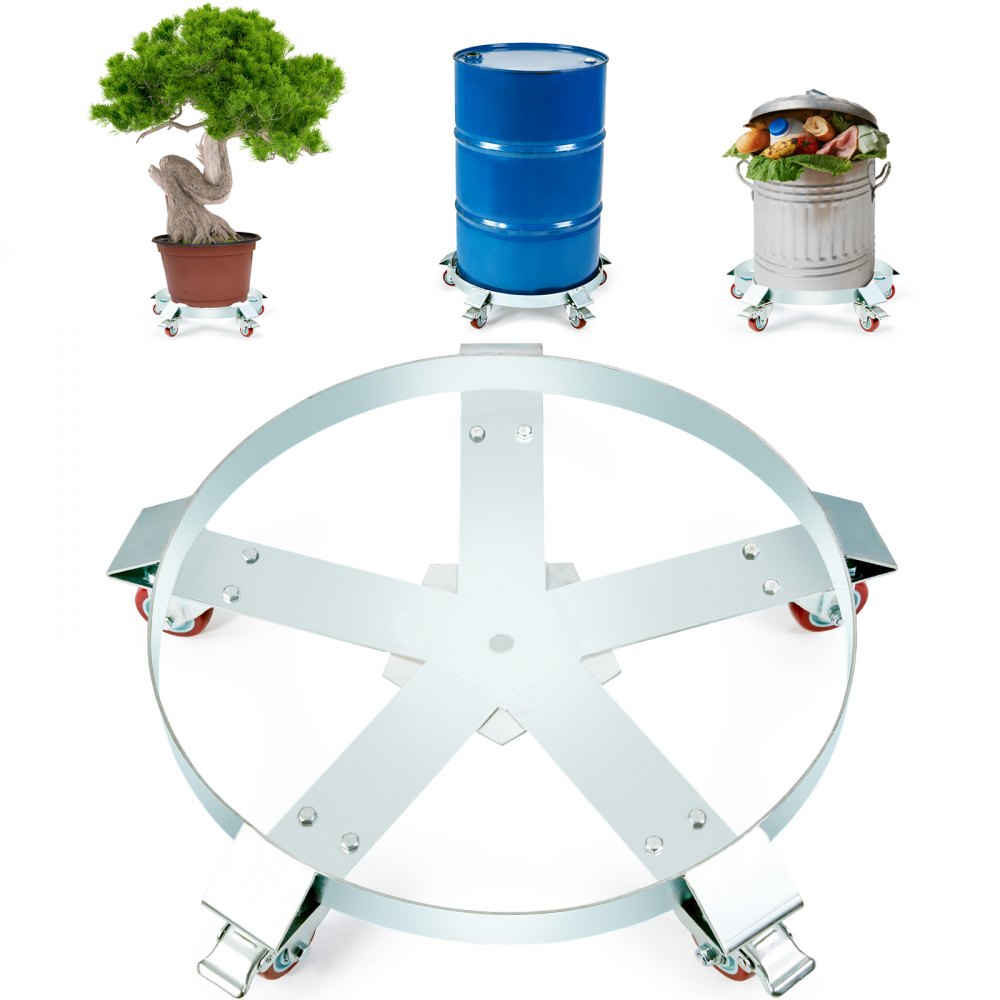 VEVOR 55 Gallon Heavy Duty Drum Dolly, 1250lbs Load Capacity, Barrel Dolly Cart Drum Caddy, Non Tipping Hand Truck Capacity Dollies with Steel Frame 5 Swivel Casters Wheel, for Warehouse Drum Handling - DZTCJ55125051FJK3V0