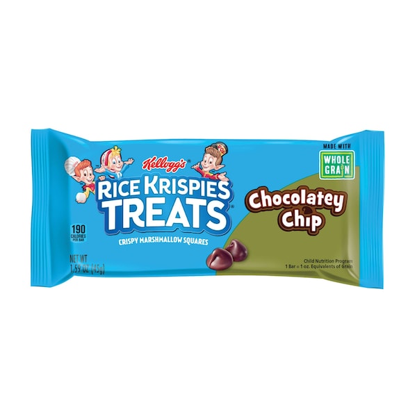 Cuadrados de arroz Krispie Treats de Kelloggs con chispas de chocolate de grano entero 1.59 oz., paquete de 80 - 3800014567