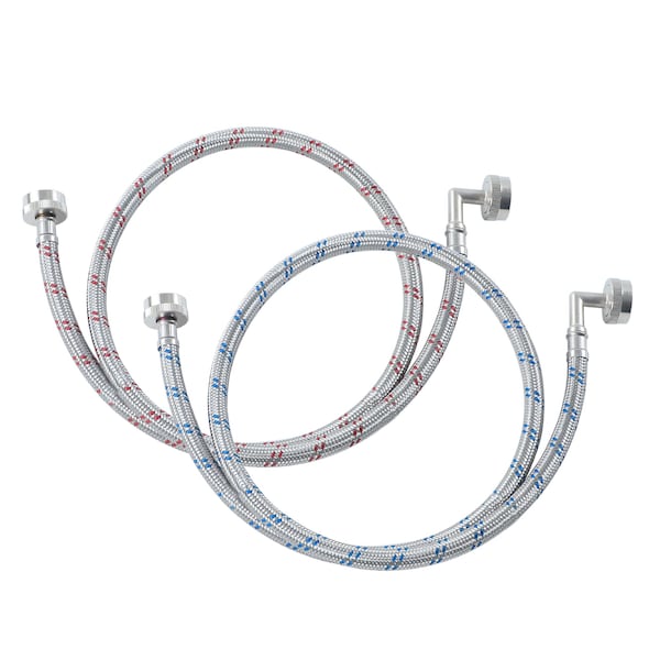 Any Laundry Stainless Steel Braided Washing Machine Hoses, Standard Fit 2-Pack, 4 Ft. - AWIH4S