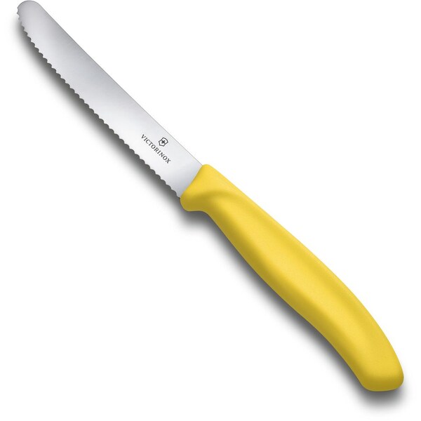 Swiss Army Brands 2024 Victorinox Kitchen Swiss Classic Utility - 2 Packs 4.5In Round, Serrated Blade Yellow Packaged - VIC-6.7836.L118B