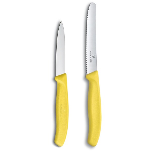 Swiss Army Brands 2024 Victorinox Kitchen Swiss Classic Utility - 2 Packs 4.5In Round, Serrated Blade Yellow Packaged - VIC-6.7836.L118B
