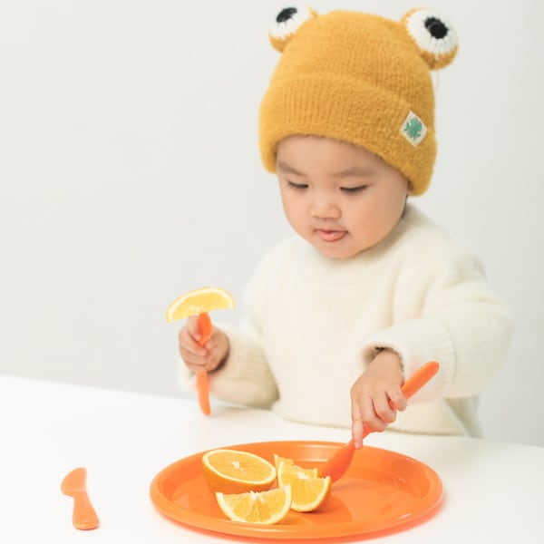 Basicwise Reusable Cutlery Set (1 of Green, Pink, Blue, Orange) Plastic Plates, Spoons, Forks and Knives - QI003831.4