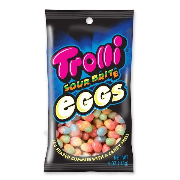 Trolli Trolli Dulce de goma de huevo ácido brillante 4 oz. Bolsa, paquete de 12 - 12088
