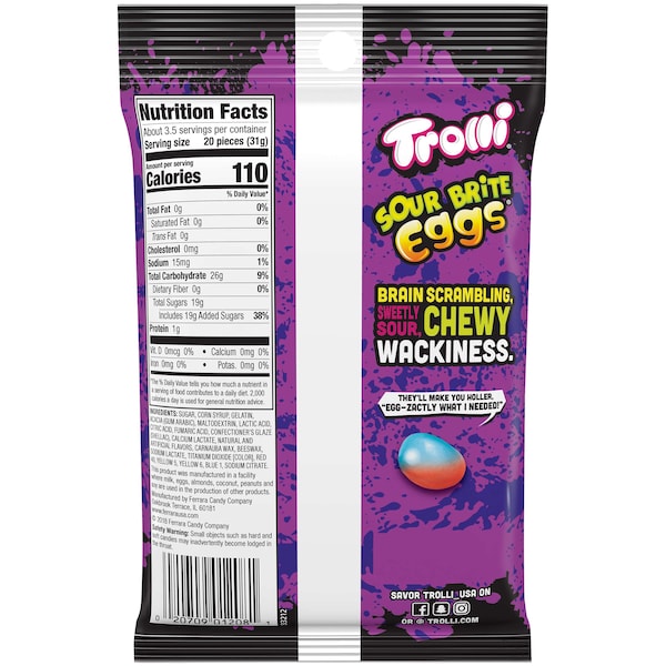 Trolli Trolli Dulce de goma de huevo ácido brillante 4 oz. Bolsa, paquete de 12 - 12088
