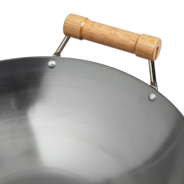 Joyce Chen Classic Series 14-In. Round Bottom Carbon Steel Wok with Birch Handles - J20-1140