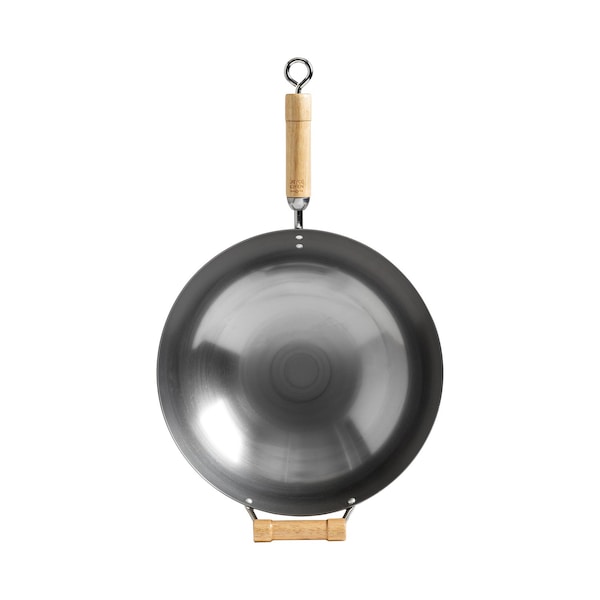 Joyce Chen Classic Series 14-In. Round Bottom Carbon Steel Wok with Birch Handles - J20-1140